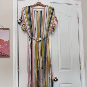 As U Wish striped jumpsuit with belt